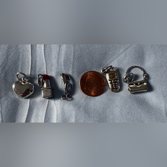 Sterling silver.  5 charms. - Picture 1 of 3